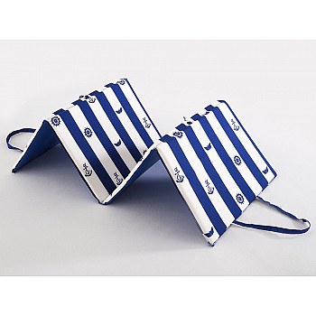 Plažna ležalka - Modro-bele črte z vzorci