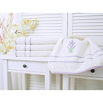 Bombažna brisača z vezenino 50x90 Sivka - Vanilija