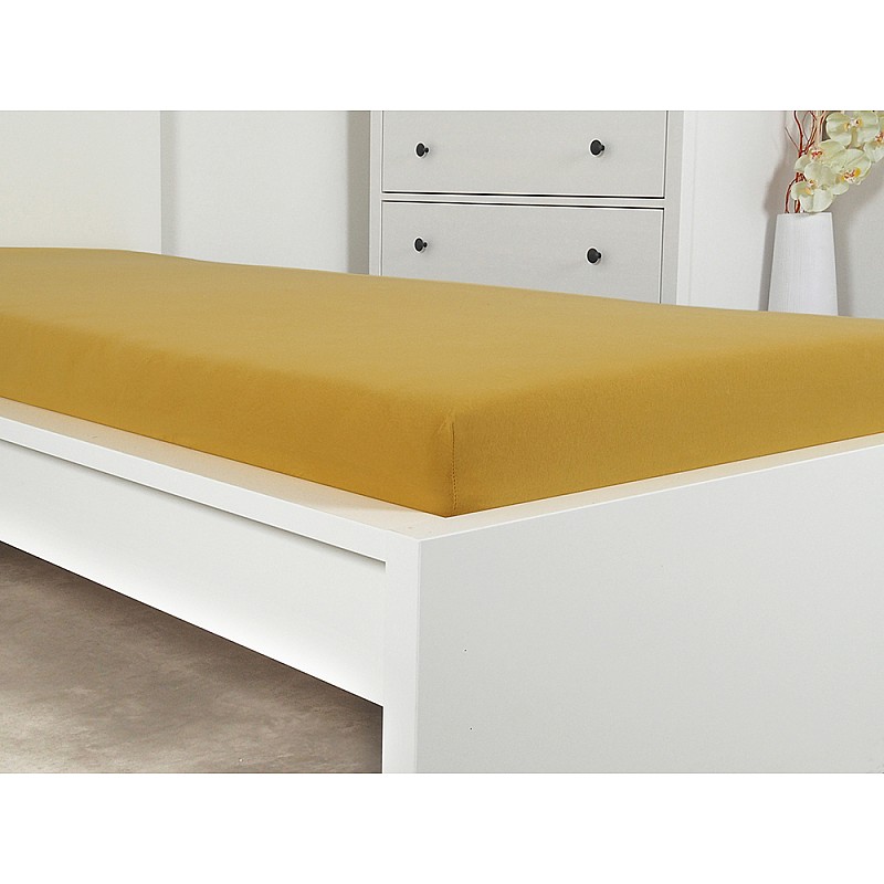 Jersey bombažna rjuha IDEAL - gorčična Velikost: 160x200