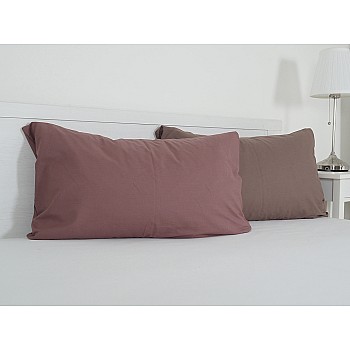 Prevleka za vzglavnik iz viskoze DOUBLE bombaž poplin 45x75 cm - rjava/bordo