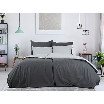 BOMBAŽ Dvostranska hotelska posteljnina - antracit/siva Velikost: 140x200 + 70x90