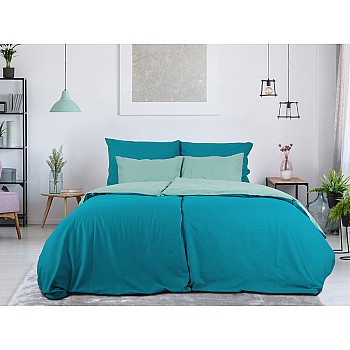 BOMBAŽ Dvostranska hotelska posteljnina - Turkizna/Olivna Velikost: 200x220 + 2x 70x90