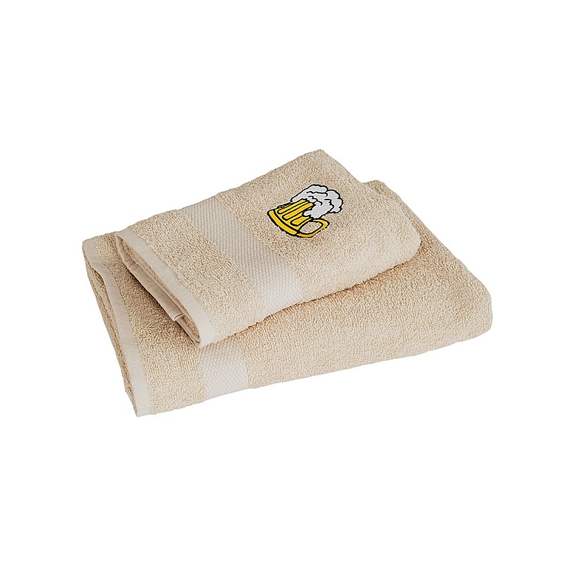 Darilni komplet bombažne frotirne brisače in kopalne brisače 50x90 + 70x140 - Bež