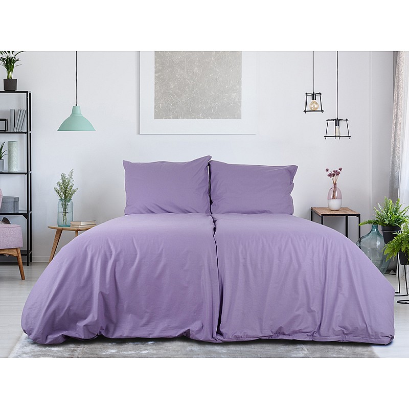 Posteljnina BOMBAŽ Enobarvna Z ZADRGO - Vijolična Velikost: 200x220 + 2x 70x90