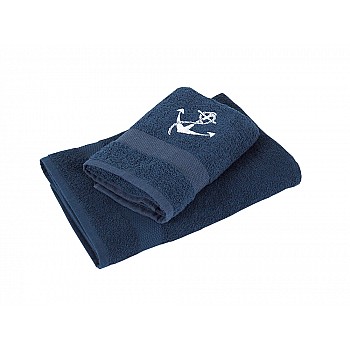 Darilni komplet bombažne frotirne brisače in kopalne brisače 50x90 + 70x140 - Modra Sidro