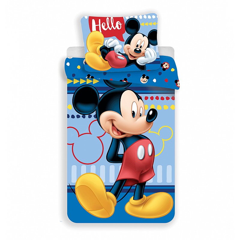 Otroška bombažna posteljnina 140x200 + 70x90 cm - Pozdravljeni Mickey