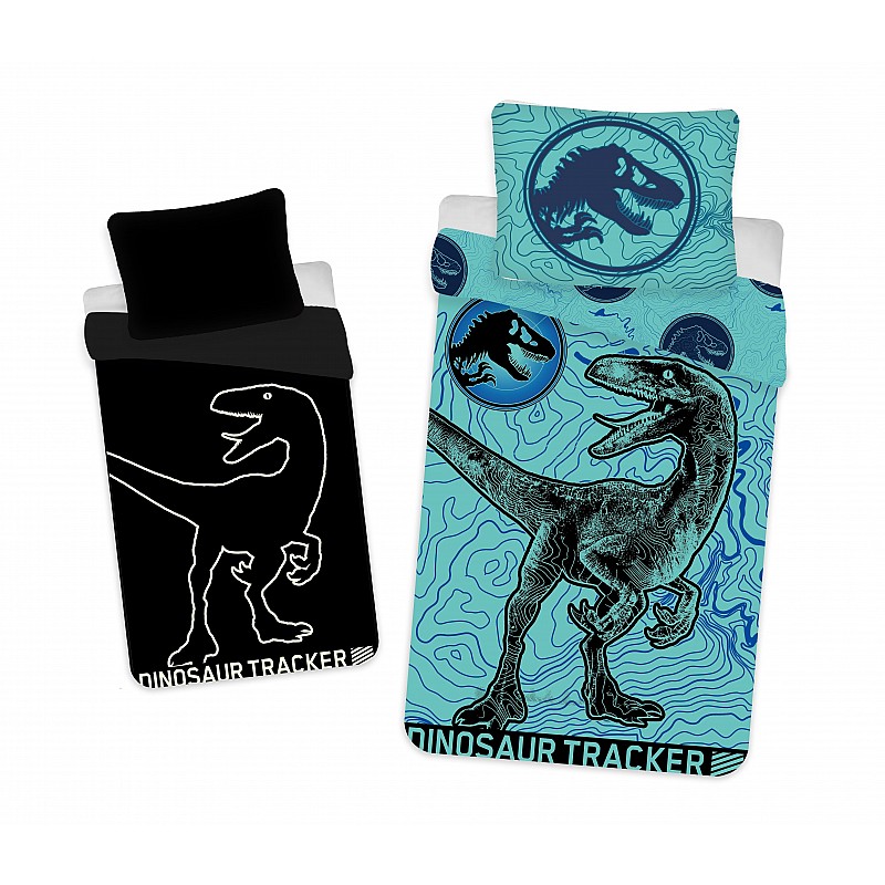 Otroška bombažna posteljnina 140x200 + 70x90 cm - Jurski Svet (Se Sveti V Temi)