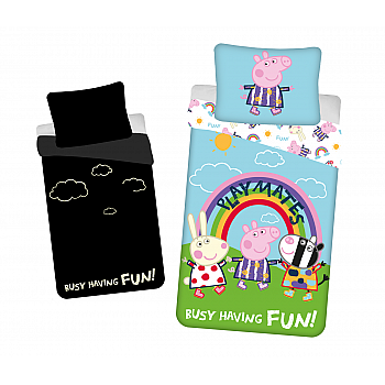 Otroška bombažna posteljnina 140x200 + 70x90 cm - Pujsa Pepa (Se Sveti V Temi)
