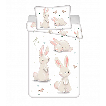 Otroška bombažna posteljnina 135x100 + 40x60 cm - Zajčki