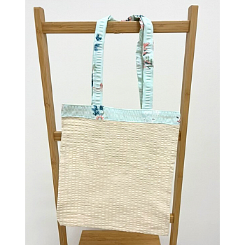 Blagovna vrečka - 31x33cm - vzorec bež z zeleno obrobo