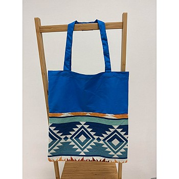 Blagovna vrečka - 37x40 cm - vzorec azteškega duha - modra