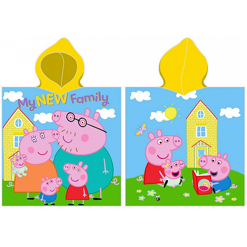 Otroški pončo 55x110 - Pujsa Pepa moja nova družina